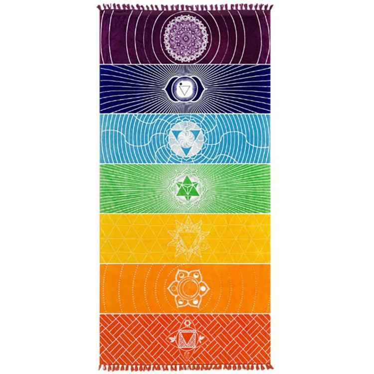 Printed Bath Towel Tassel Colorful Yoga Mat